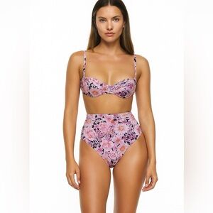 Sanctuary Floral Bikini Bottoms small women’s bathing suit swimsuit high waist